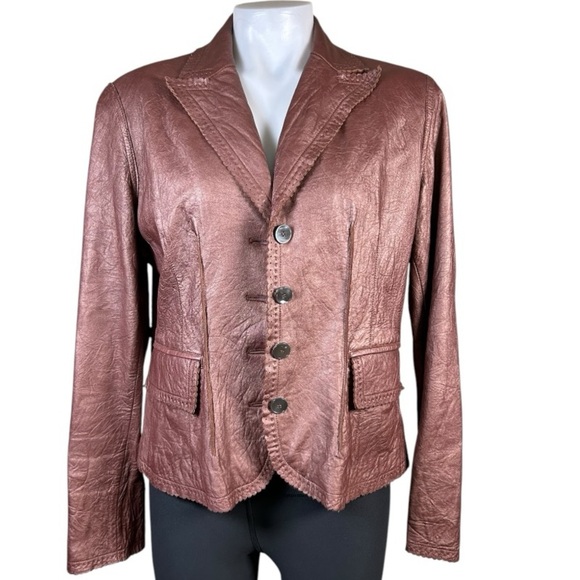 AK Anne Klein Copper Colored Leather Jacket size 12 women. - Picture 1 of 7